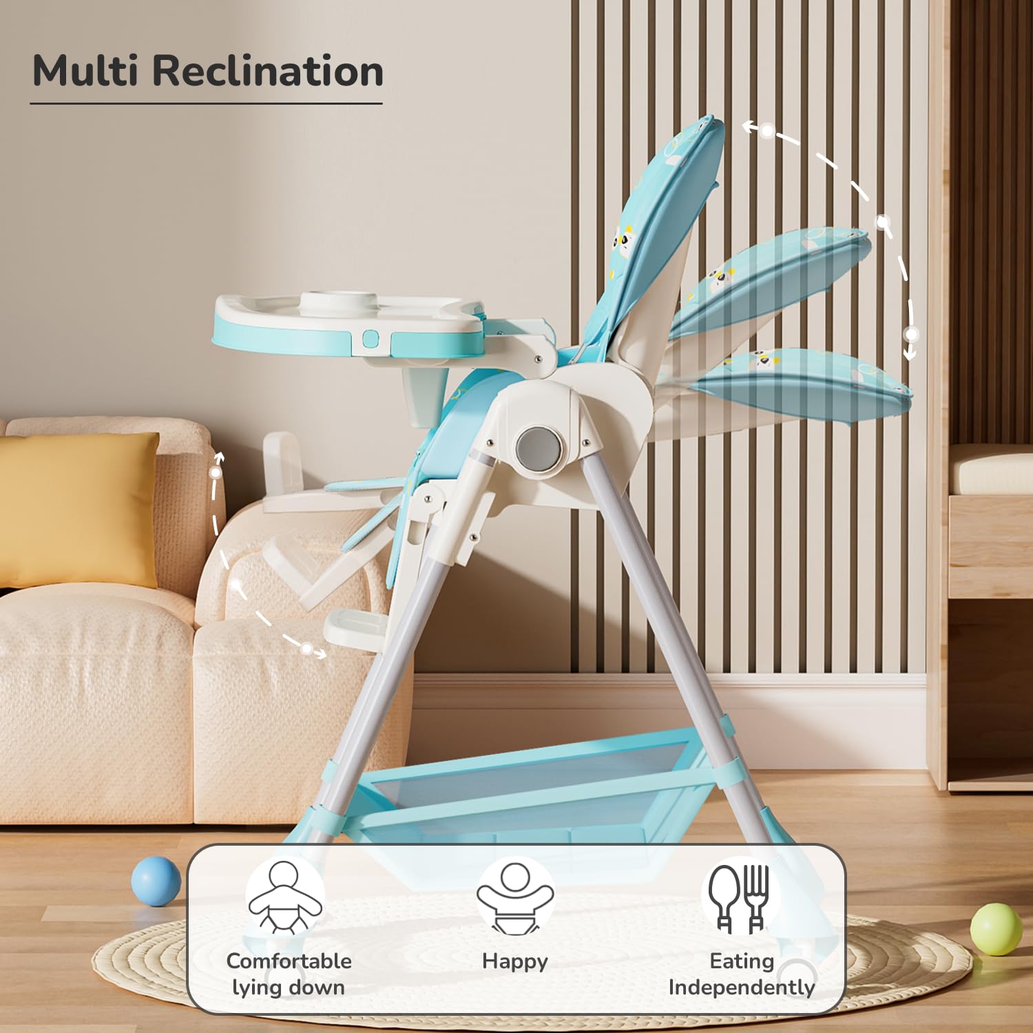 Marshmallow Lite 6-level adjustable baby high chair with bear design for feeding. www.usmile.toys